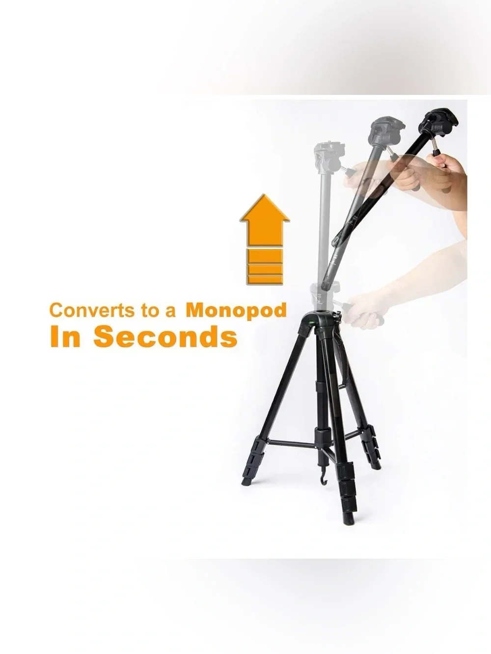 InnerTeck Black Camera Tripod with Adjustable Center Column & Flip-Lock Legs